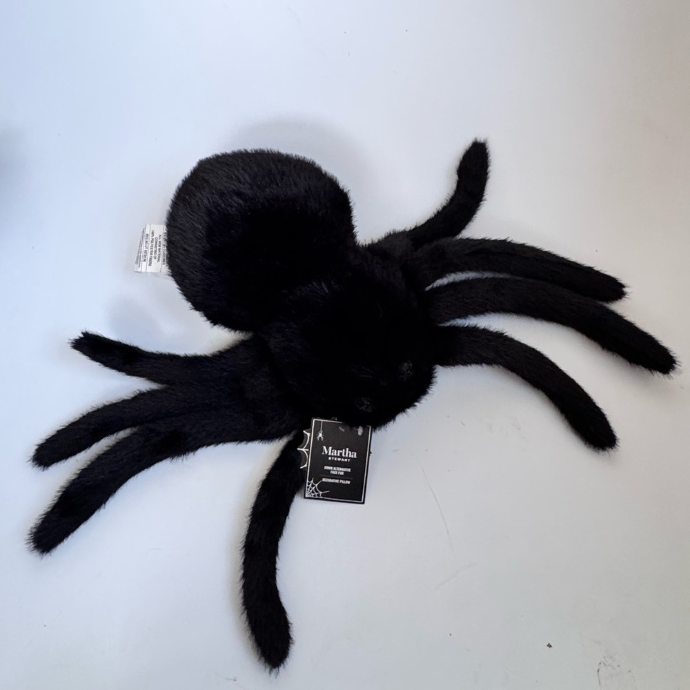 Martha Stewart Black Furry Spider Decorative Pillow
